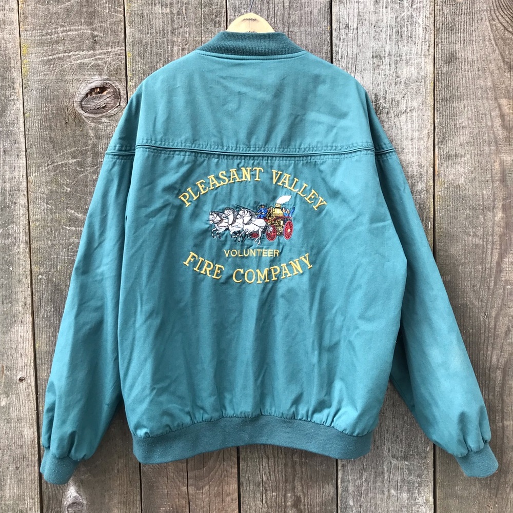 Vintage Embroidered Pleasant Valley Fire Company "Roger" Bomber Jacket 2XLT